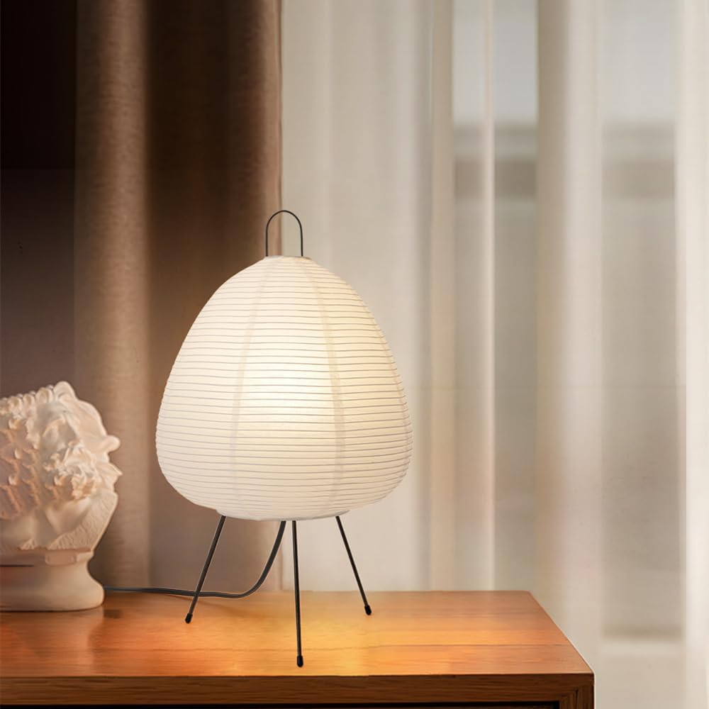 Paper Lamp, Japanese Style Akari Noguchi Table Lamp, Handmade Rice Paper Lantern Lamp for Living Room, Bedroom, Office, Corner