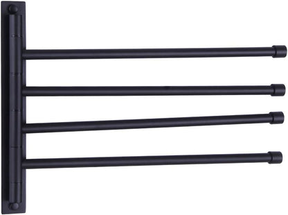 GERZWY Wall Mount Bath Towel Rack with 4 Arms Stainless Steel Bathroom Swing Arm Towel Bars Organizer, White