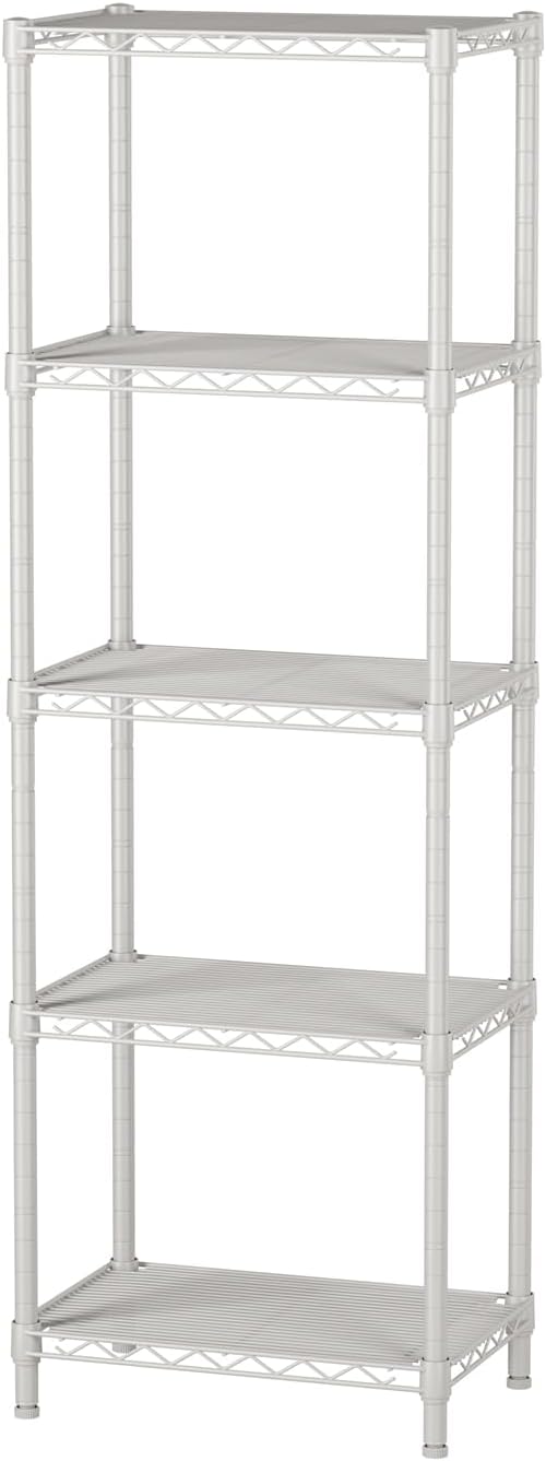 Golpart 4 Tier Adjustable Storage Shelves Metal Utility Shelf Wire Shelving Unit Organizer Rack for Home Kitchen Office Bathroom Pantry Room 12" D x 18" W x 44" H