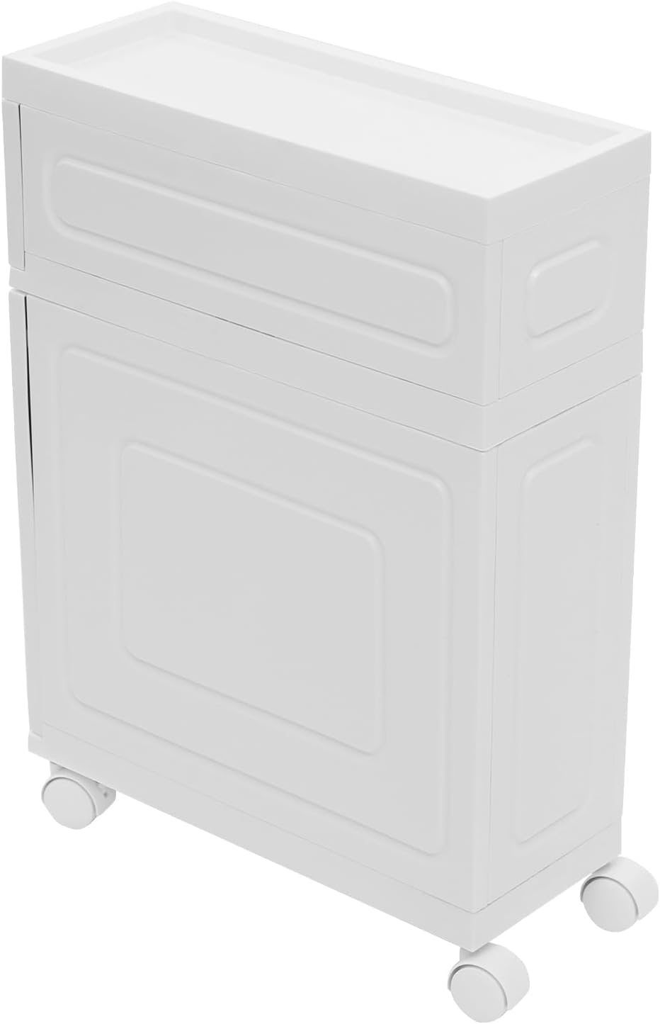 1 Tier Slim Bathroom Storage Cabinet, 15.7" L X 6.3" W X 16.9" H Slim Rolling Cart, 66.14 Lbs Load-Bearing Capacity Narrow Storage Cabinet for Living Room, Kitchen, Bathroom, Office