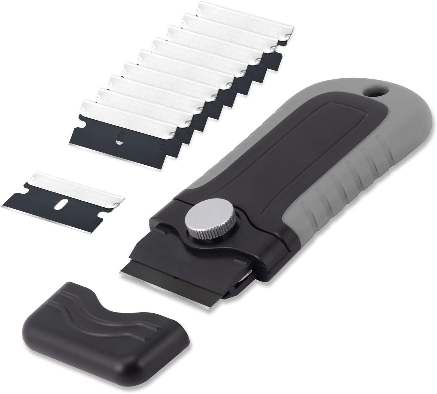 Gomake Razor Blade Scraper Tool with Blade Storage Container, Glass Cooktop Stove Scraper with 10PCS Stainless Steel Blades for Glass Clean,Paint,Old Label,Decal Sticker,Adhesive Remover