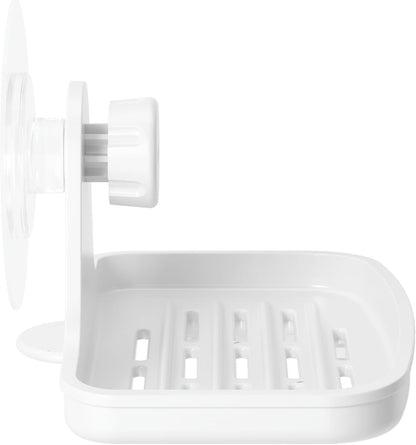 Umbra Flex Adhesive Double-Hook for Bathroom Shower Tub, Holds Towels, Washcloths, Loofahs, Razor, and More, White
