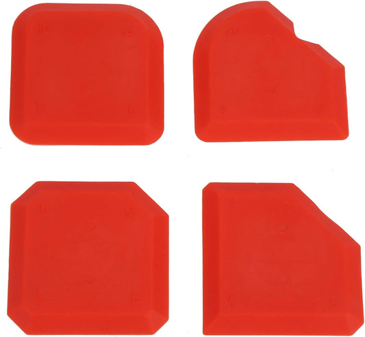 4 PCS Caulking Tool Kit, Silicone Tool, Caulk Smoothing Tool, for Kitchen Bathroom Floor Window Sealant Sealing Sink Joint, Red
