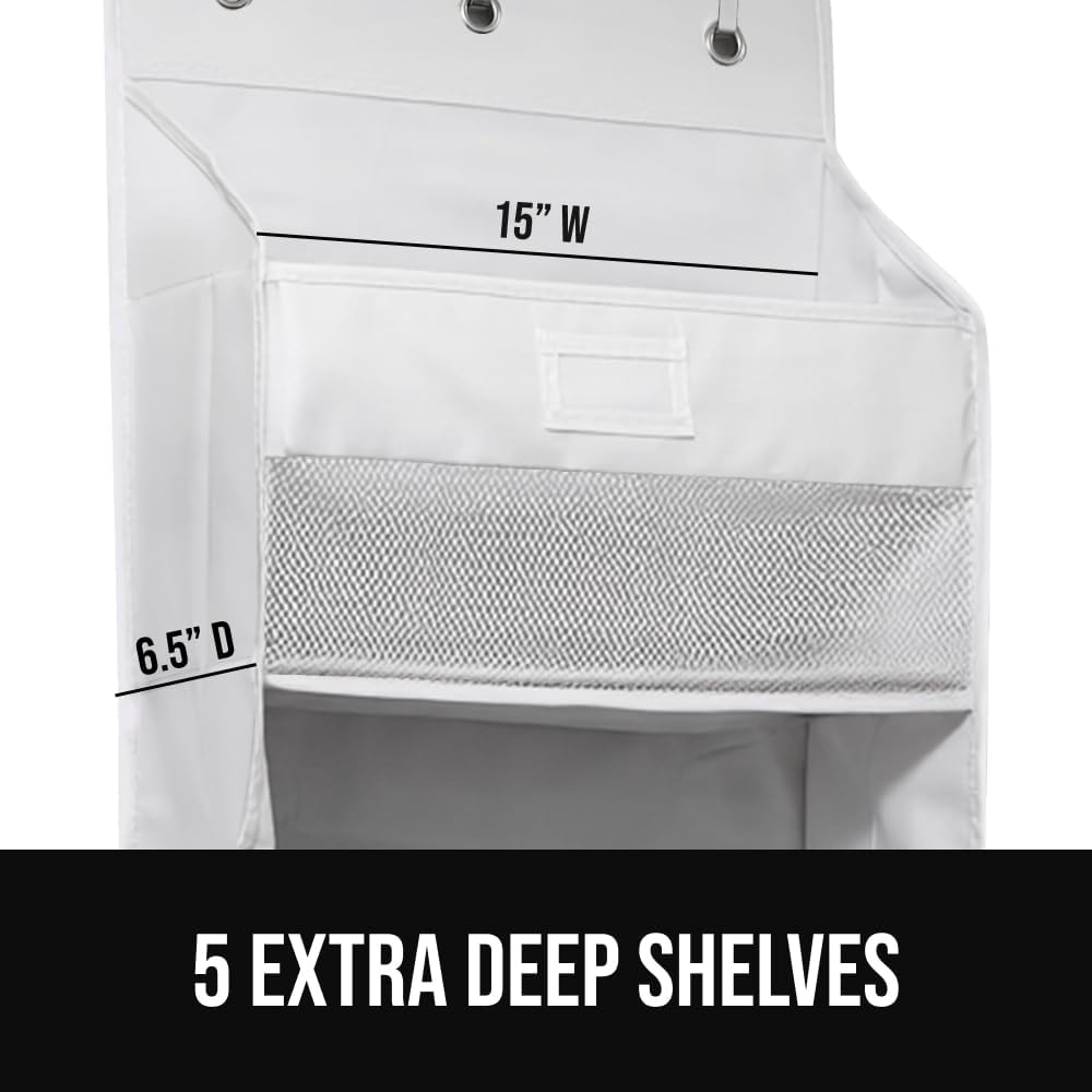 GORILLA GRIP Over the Door Shoe Organizer, 24 Large Breathable Mesh Pockets, Space Saving Hanging Storage Holder, Closet Rack Hanger Holds Up to 40 lbs, Hangs on Closets for Shoes, Accessories, Grey