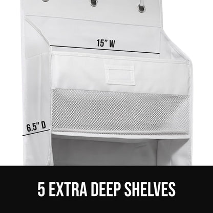GORILLA GRIP Over the Door Shoe Organizer, 24 Large Breathable Mesh Pockets, Space Saving Hanging Storage Holder, Closet Rack Hanger Holds Up to 40 lbs, Hangs on Closets for Shoes, Accessories, Grey