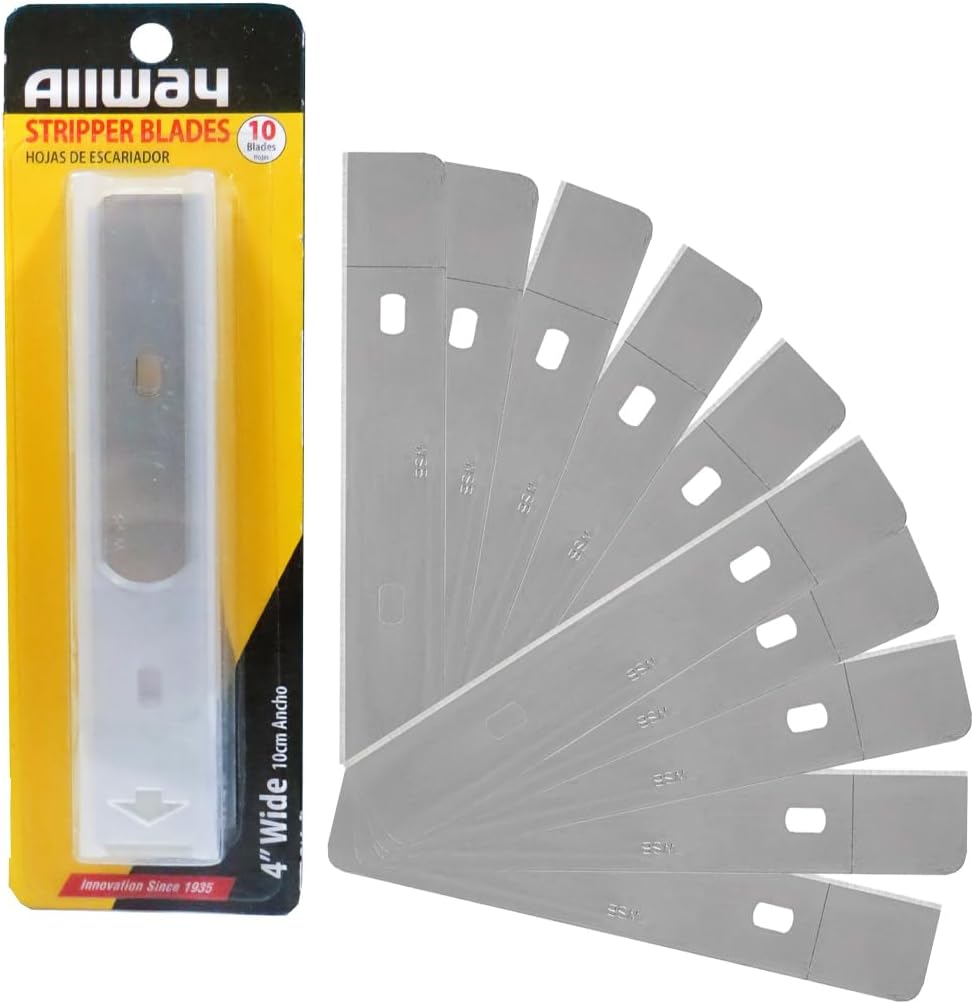 ALLWAY GTS-G Glass & Tile Scraper with Snap-On Blade Guard, 4" | Soft-Grip Handle, Easy Blade Change