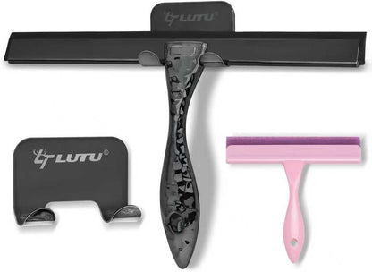 5" Silicone Shower Squeegee for Glass Doors & Car Windows - Small & Mini Size Streak-Free Cleaner, Bathroom, Mirror, Tile Scraper - Compact Pink with Hanging Hole, Kitchen Safe Water Blade
