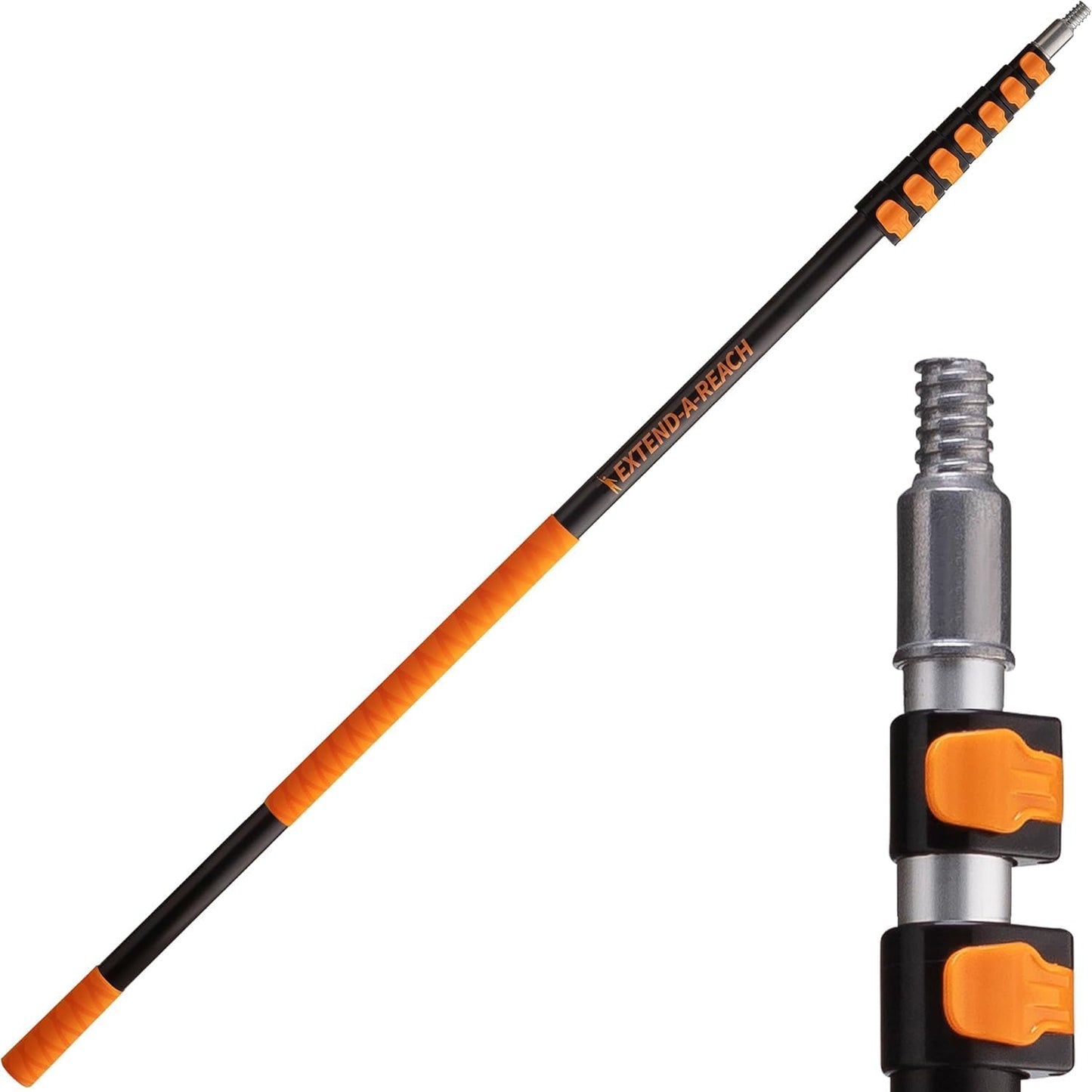 5-24 ft Long Telescoping Extension Pole // Multi-Purpose Extendable Pole with Universal Twist-on Metal Tip // Lightweight and Sturdy // Best Telescopic Pole for Painting, Dusting and Window Cleaning