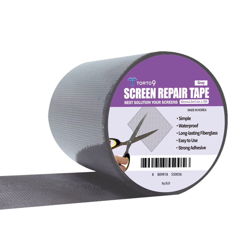 TORTO9 Window Screen Repair Kit, 3-Layer Strong Adhesive & Waterproof Tape Fiberglass Covering mesh (Black, 2 Inch x 6.5 FT)
