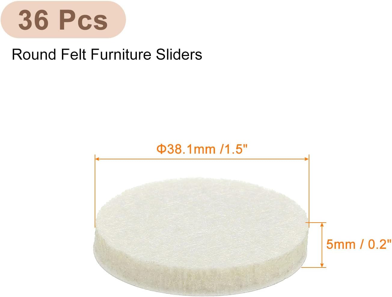 uxcell Furniture Pads, 50Pcs 1.25" - Round Self Adhesive Felt Furniture Pads, Floor Protectors for Furniture Feet Chairs Legs Hardwood Floors (Beige)