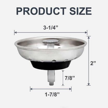 ZM Kitchen Sink Stainless Steel Basket Strainer with Drain Assembly, 3-1/2 Inch Sink Drain Stopper Plug