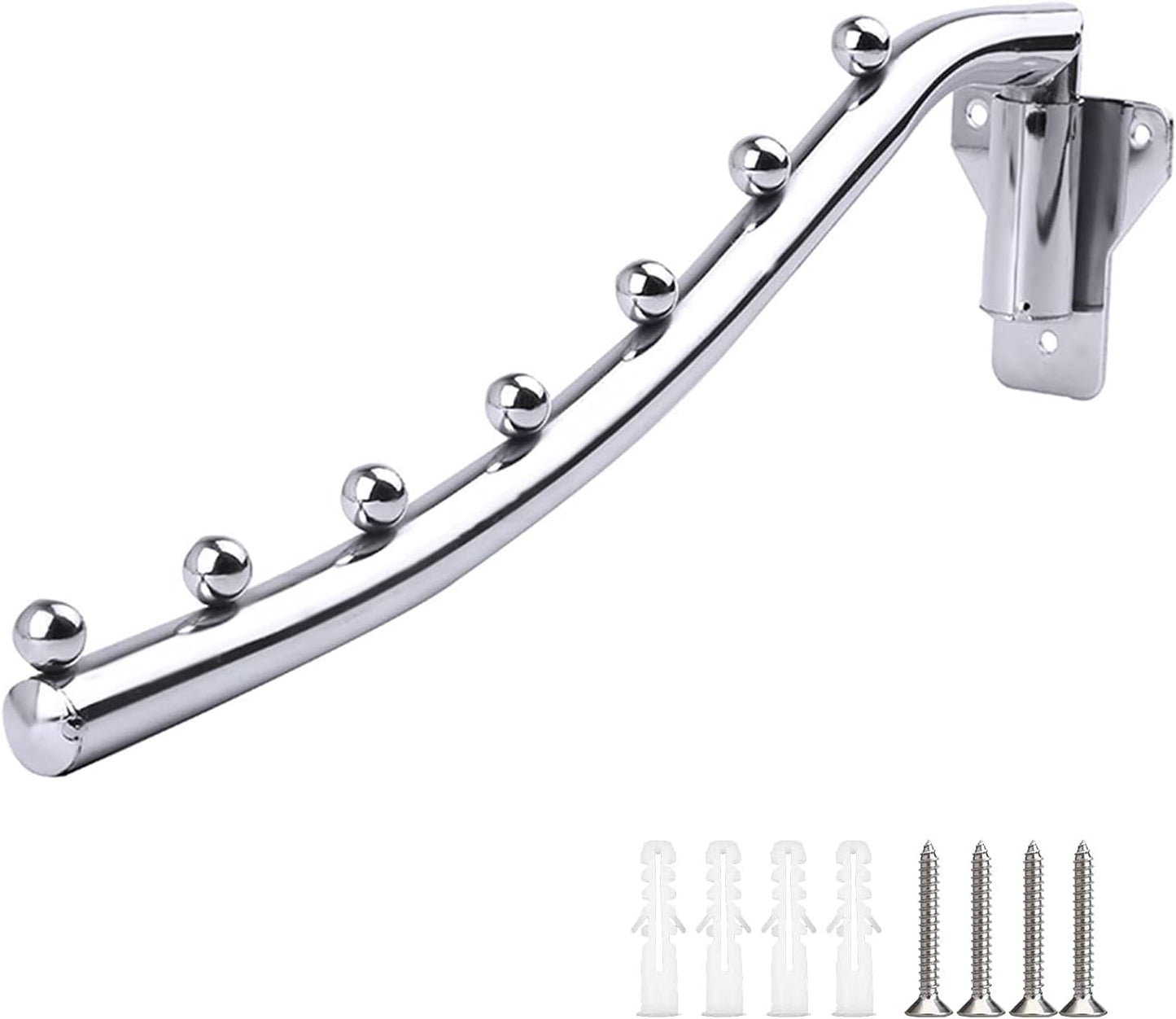 Folding Wall Mounted Clothes Rack, Wall Clothes Hanger Detachable Sturdy Swing Arm Coat Hanger Stainless Steel Clothes Hook Closet Rod Clothing Holder Drying Racks for Bathrooms Laundry Room, 2 Pack