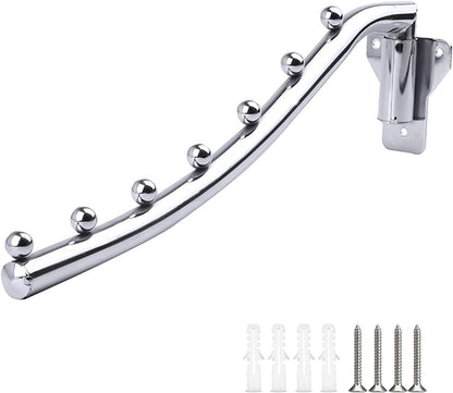 Folding Wall Mounted Clothes Rack, Wall Clothes Hanger Detachable Sturdy Swing Arm Coat Hanger Stainless Steel Clothes Hook Closet Rod Clothing Holder Drying Racks for Bathrooms Laundry Room, 2 Pack