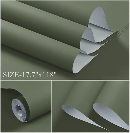 Dimoon 118''x17.7'' Green Peel and Stick Wallpaper Contact Paper Modern Self Adhesive Wall Paper Removable Renter Friendly Textured Solid Color Shelf Cabinet Vinyl Roll (118''x17.7'',Dark Green) - Colors B