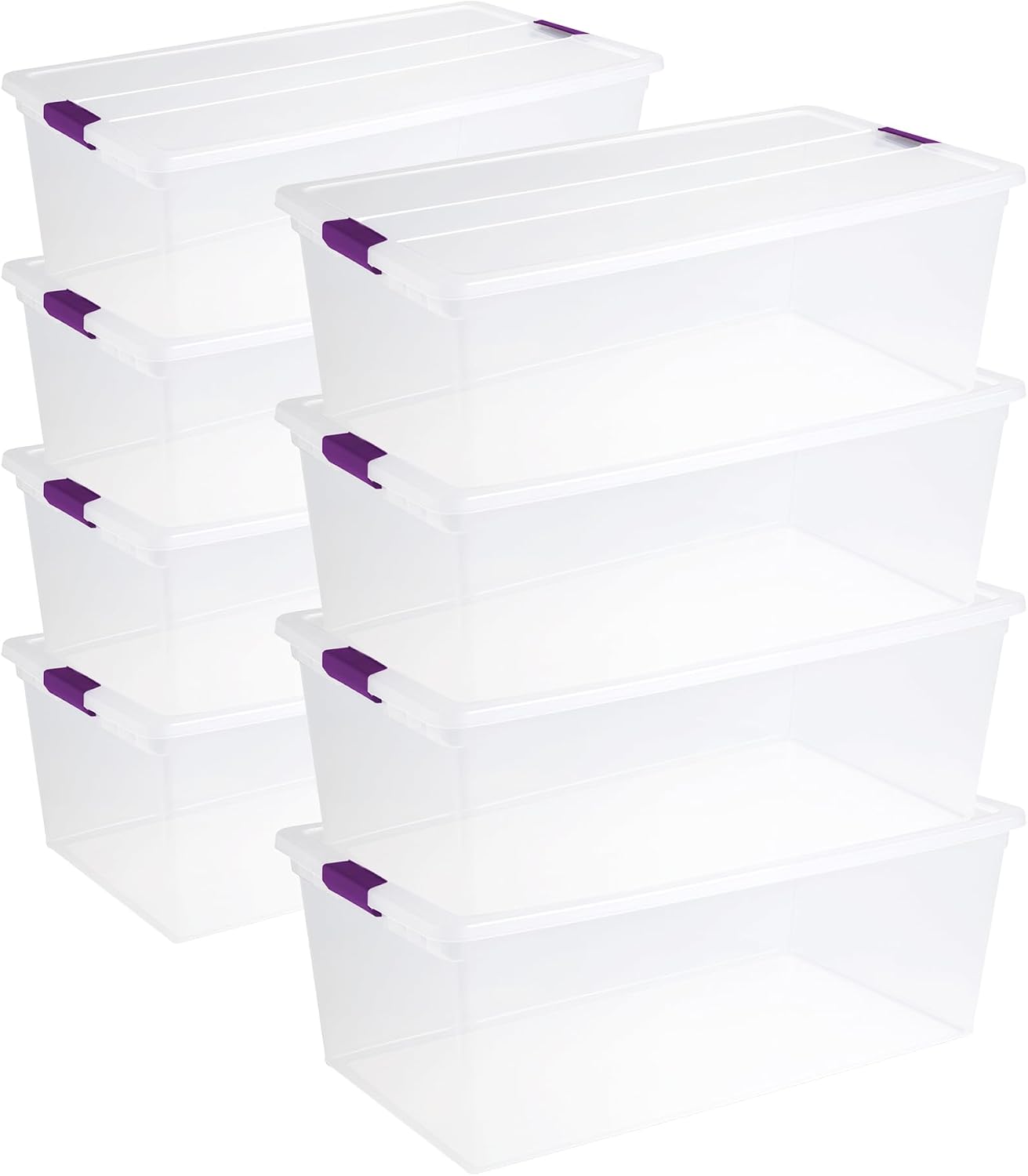 Sterilite 8-Pack 60 Quart ClearView Latch Box, Wheeled Underbed Organizer Bins with Latching Lids - Clear Plastic Organization Containers for Closet, Bedroom, Shelving Units and Everyday Home Storage