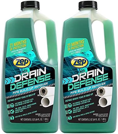 Zep Drain Defense Pipe Build-Up Remover - 64 Ounces - ZLDC648 - Professional Strength Liquid Pipe Build Up Remover,GREEN | Professional Strength, Liquid Formula