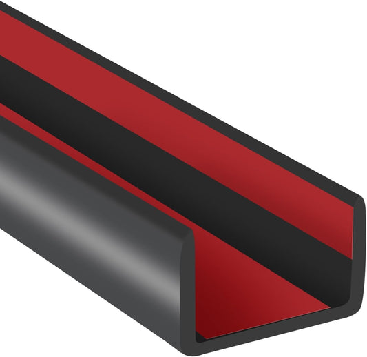 Slimline Cabinet Door Edge Protector, 3/4" Self Adhesive Peel and Stick Rubber Edge Guards, Flexible U Shaped Strips for Kitchen & Garbage Drawer Fronts, Edge Trims for Desks and Shelfves, Black, 10Ft