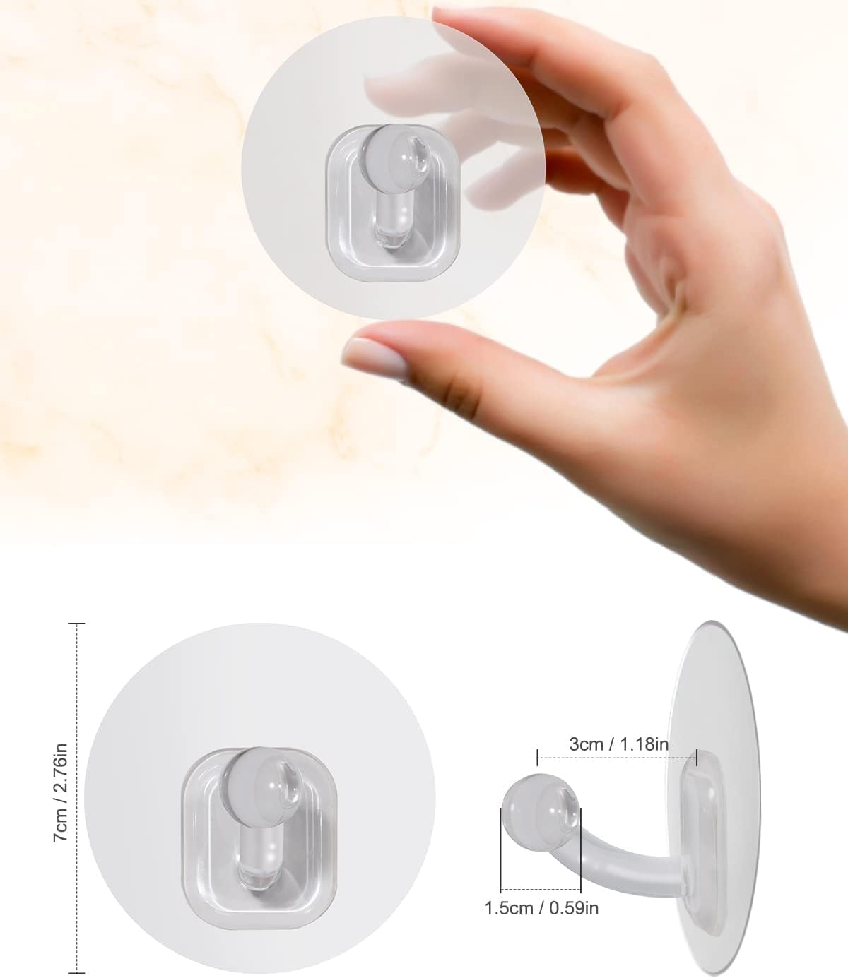 Uten Adhesive Hooks for Hanging 10 Pack, Heavy Duty Wall Hooks 11 lbs, Self Adhesive Waterproof Sticky Robe Towel Hooks for Home, Bathroom, Kitchen, Outdoor