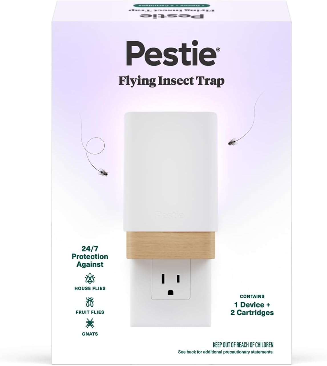 Pestie Fruit Fly Traps for Indoors – Indoor Fly Trap Plug In Light, Gnat Traps for House Indoor, Electric Bug Trap for Kitchen & Home, Plug-In Insect Trap for Fruit Flies (2 Devices & 4 Cartridges)