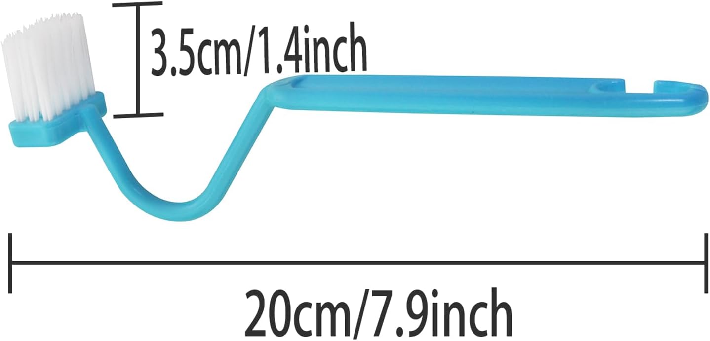 4PCS V-Shape Plastic Curved Brush Blue 7.9x1.4 inch Toilet Corner Edge Cleaning Brush S-Shape Toilet Cleaning Brush Curved Handle Sanitary Brush Bathroom Brush