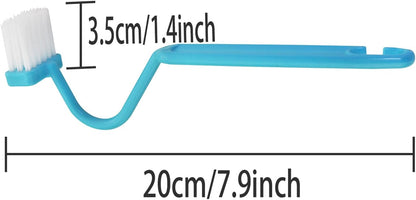 4PCS V-Shape Plastic Curved Brush Blue 7.9x1.4 inch Toilet Corner Edge Cleaning Brush S-Shape Toilet Cleaning Brush Curved Handle Sanitary Brush Bathroom Brush