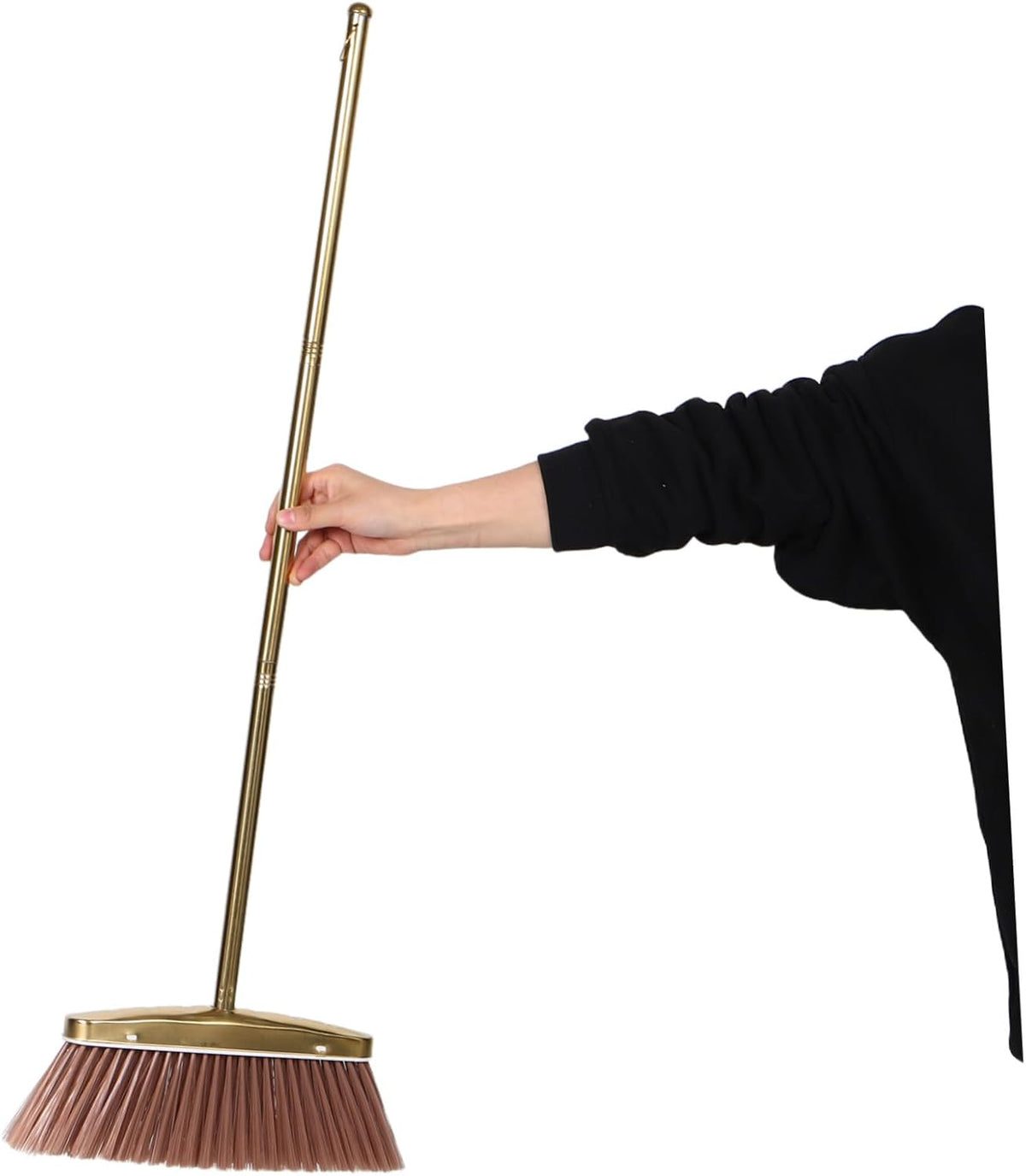 Heavy Duty Stainless Steel Broom with Removable Handle, Thick Bristle Hand Sweeper for Indoor and Outdoor Leaf Cleaning, Weather-Resistant Floor Broom for Home and Patio Use