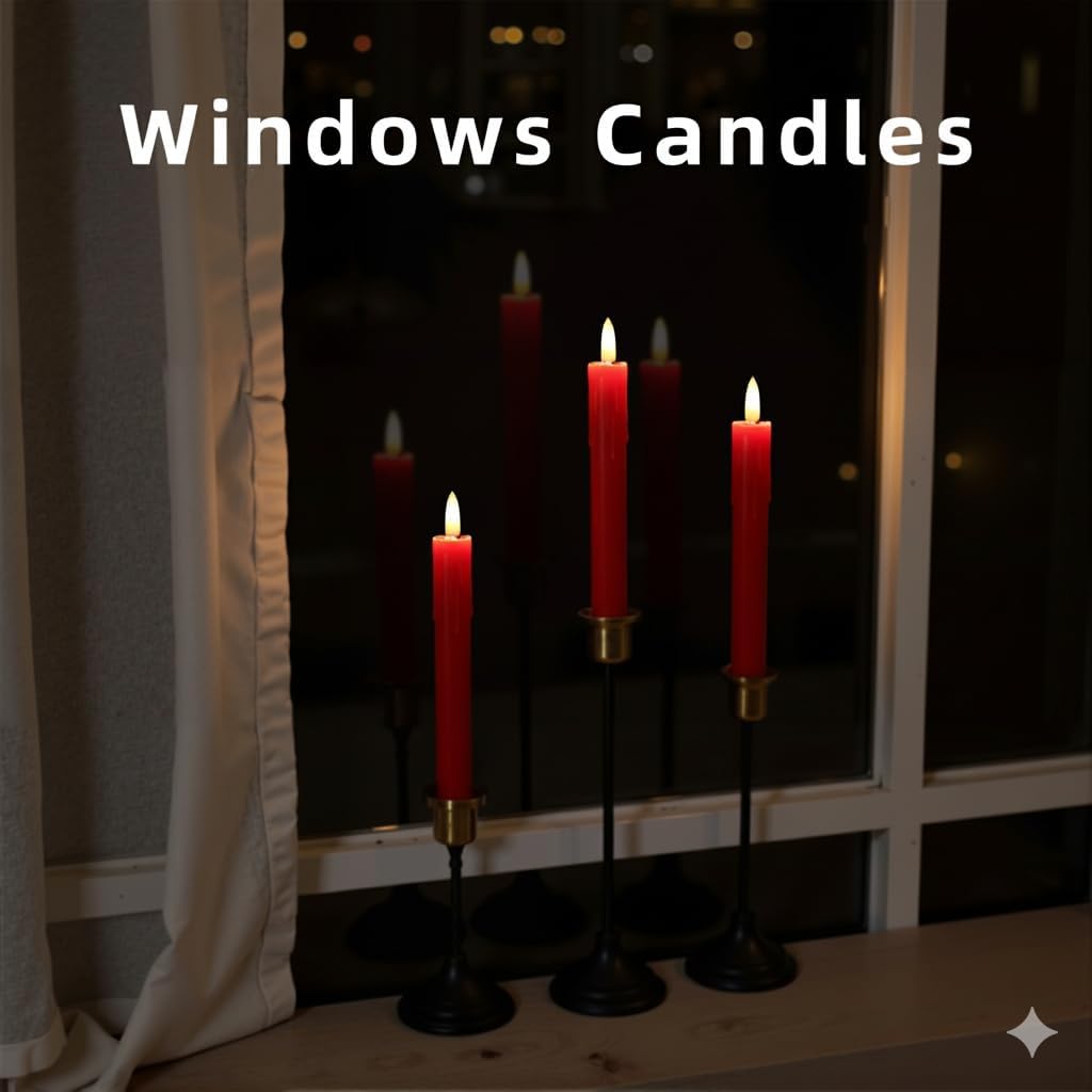Flameless Taper Candles with Remote, 6.7 Inch Short Taper Candles Battery Operated with Flickering 3D Flame, Led Candle Sticks Safe for Windowsill Wedding Home Christmas Decor, Ivory, Set of 6