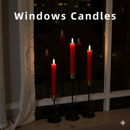 Flameless Taper Candles with Remote, 6.7 Inch Short Taper Candles Battery Operated with Flickering 3D Flame, Led Candle Sticks Safe for Windowsill Wedding Home Christmas Decor, Ivory, Set of 6