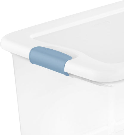 Sterilite 4-Pack 56 Quart Wheeled Latching Box, Underbed Clear Plastic Storage Organizer - Under Bed Rolling Container Bin with Lid and Wheels for Home or Dorm Bedrooms and Closets