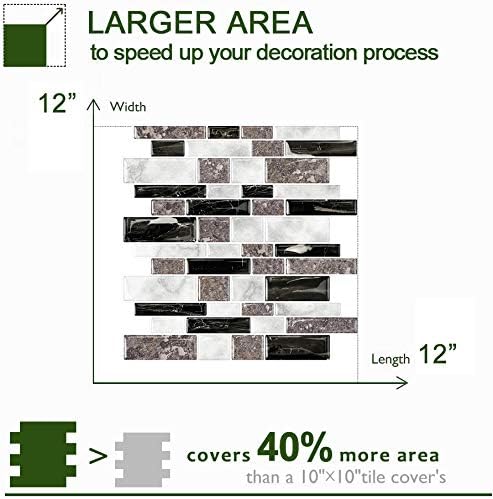 STICKGOO Thicker Design Peel and Stick, Self Adhesive Stick On Tile Backsplash for Kitchen and Bathroom, Beige & White, 12”×12”, 10 Sheets