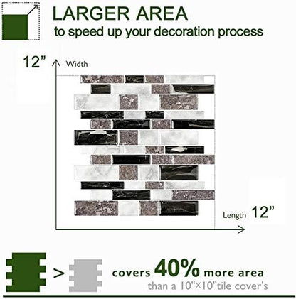STICKGOO Thicker Design Peel and Stick, Self Adhesive Stick On Tile Backsplash for Kitchen and Bathroom, Beige & White, 12”×12”, 10 Sheets