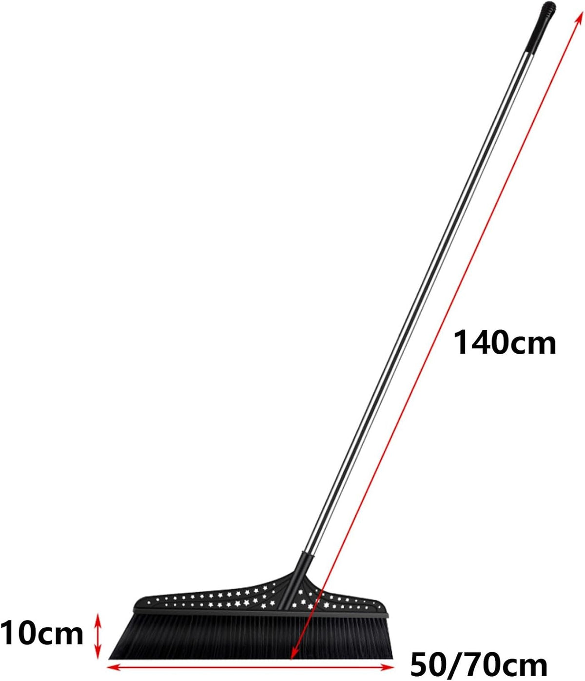 Heavy Duty Broom, Durable Sweeper Broom with Stainless Steel Handle, Outdoor Broom for Driveways Patios Open Areas(Black,70cm)
