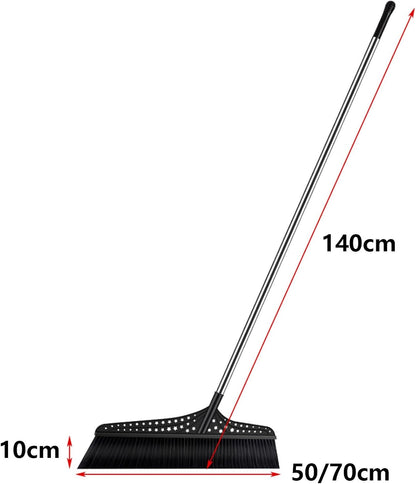 Heavy Duty Broom, Durable Sweeper Broom with Stainless Steel Handle, Outdoor Broom for Driveways Patios Open Areas(Black,70cm)