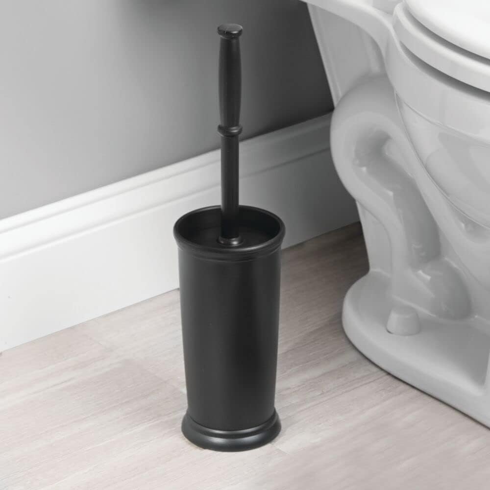 mDesign Metal Freestanding Slim Toilet Bowl Brush and Holder
