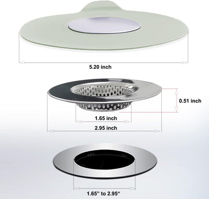 Seatery Bathtub Drain Strainers, Tub Drain Hair Catcher, Stainless Steel Bath Drain Cover Basket, Outer Diameter 3.0 inch/7.7cm, Inner Diameter 1.60 inch/4.0cm, Pack of 2