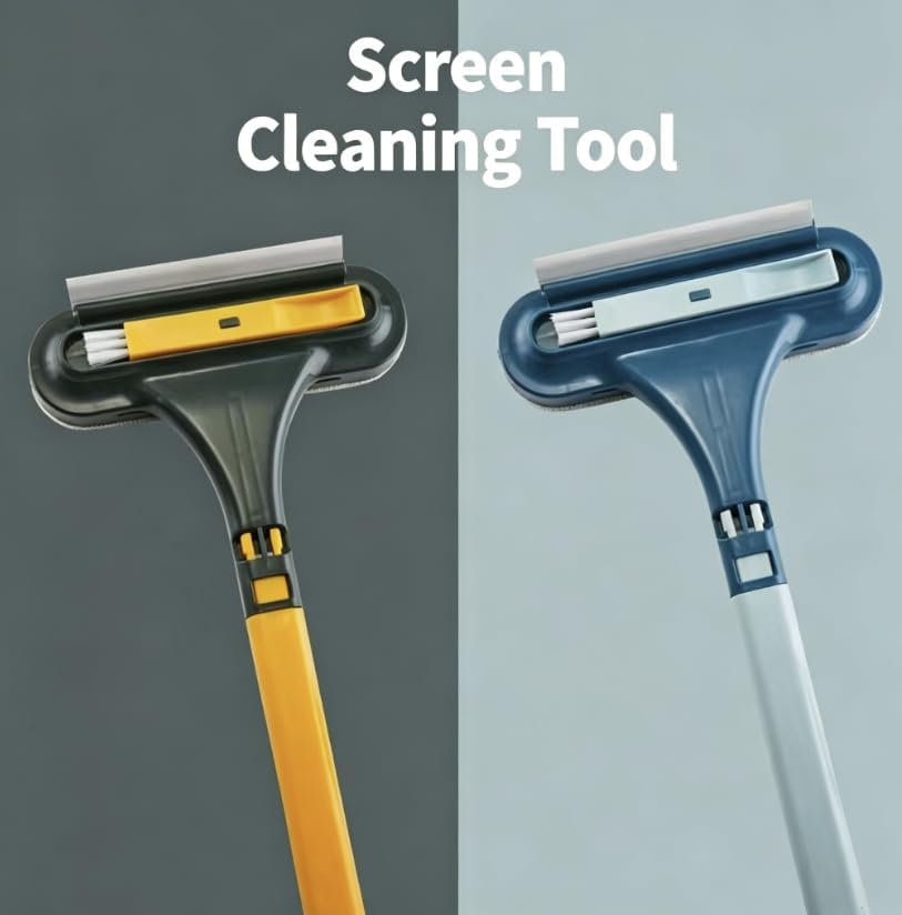 Upgrade 2-in-1 Window Screen Cleaning Brush, Double Sided Wet Dry Window Screen Cleaner Tool for Home Mesh Window Cleaning (Green)