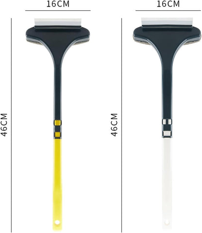 Double-Sided Window Screen Dust Removal, 2 in 1 Screen Window Cleaning Brush, Screen Window Brush Household Window Cleaning, Long Handle Free of Removable Washable (Yellow Handle)