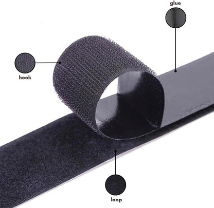 1 inch Black Hook and Loop Tape 1 Yd Self Adhesive Tape Sticky Back Heavy Duty Fastener Ideal for Window Fixing Net Carpets DIY Project Handmade Craft Home Office