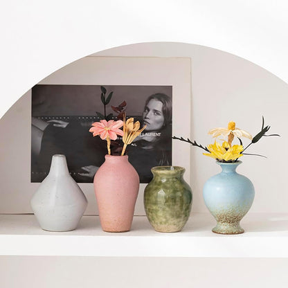 Set of 5 Ceramic Bud Vase - Home Decor Dried Flower Arrangement Small Vase, Gradient Glaze Design, Home, Living Room, Dining Table, Farmhouse, Office Decor, Bedroom, Housewarming Gift Set.