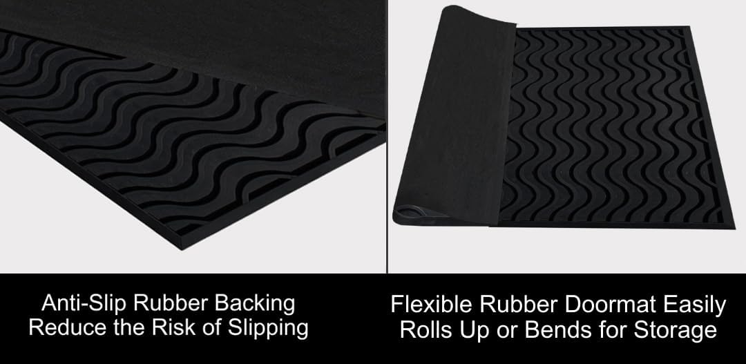 A1HC New Natural Rubber Premium Scrapper Door Mats-Keeps Mud and Dirt Away for Commercial and Residential Use, Office Entrance, Retail, Restaurants, Homes & Any Areas Where is Heavy Traffic 36"x60"