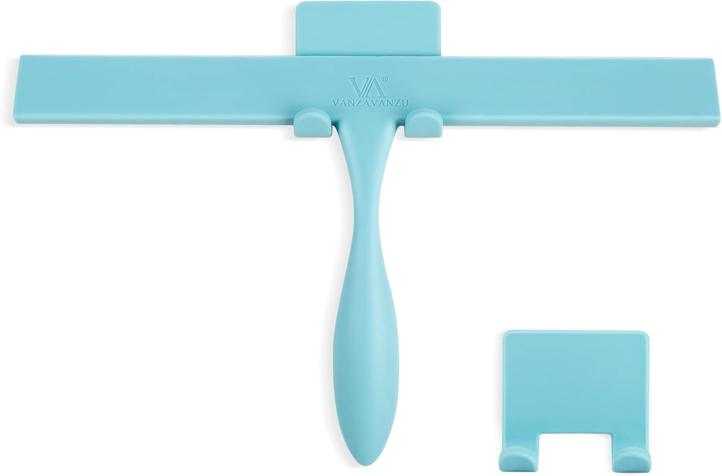 Squeegee for Shower Glass Door, 11-Inch Shower Squeegee for Glass Doors, Bathroom Silicone Squeegees Wiper for Shower with Non-Slip Handle, No-Drilling Silicone Hanging Hook, for Tiles, Mirror(White)