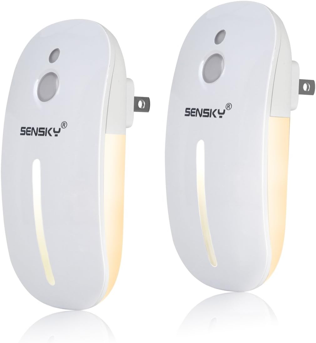 Sensky Plug-in LED Backlit Night Light with Motion Sensor, Dusk to Dawn Sensor, Auto On/Off Nightlight for Kids and Adults, Bedroom, Bathroom, Hallway, Warm White
