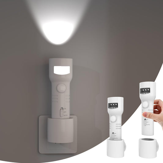 Plug-in Night Light Rechargeable Emergency Flashlight for Dorm and Home Use | Auto activates during power outages,college dorm essentials,flashlights for home,wall flashlight for power outage