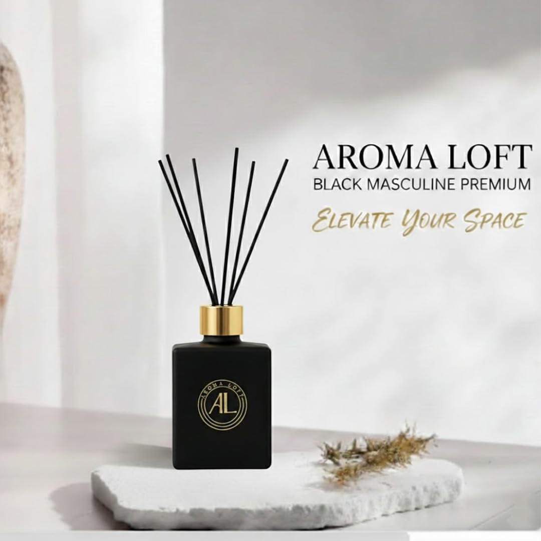 Black Reed Diffusers for Home | Premium Fragrance Diffuser | Reed Diffuser Sticks in Oil Set with Cashmere Vanilla Scent | Smell Good Stuff | Long-Lasting Oil for Bathroom & Office (5 oz)