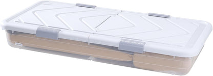 VEVOR Under Bed Storage with Wheels, 31.7 x 15.6 x 6.9 inch Underbed Containers, Underbed Shoes Organizer with Lid & Gray Latch, Rolling Under the Bed Storage Bins for Clothes Shoes Blankets, 4 Pack