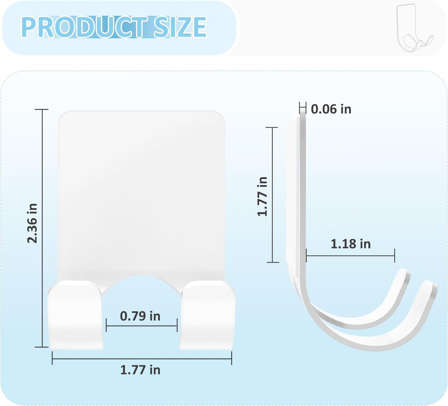 VIS'V Shower Wall Razor Holder, Metal Adhesive Razor Hooks for His and Hers, Waterproof, Black, 2 Pcs