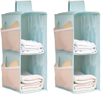 Hanging Closet Organizer, 4-Section Storage Shelves, Oxford Cloth with Mesh Pockets, (Gray, 4 Section)