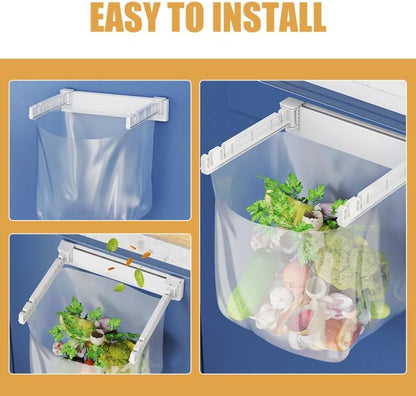 PRETYZOOM Wall Mounted Trash Bag Holder Rack Multi-Functional Foldable Kitchen Garbage Bag Stand Holder for Sink No Drill Installation