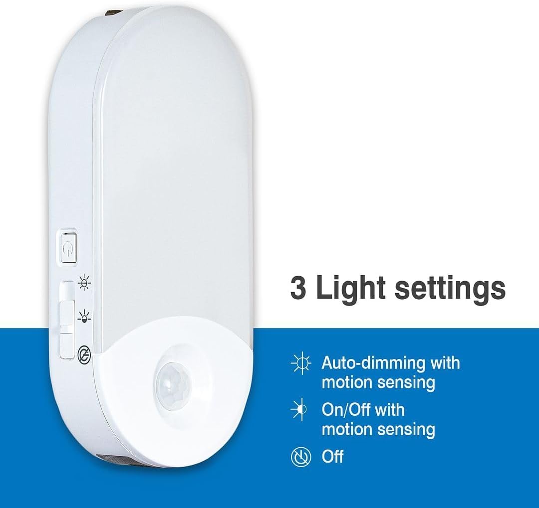 Camelion 3-Pack 4-in-1 Plug-in Power Failure Night Light,Motion and Light Sensor, Rechargeable Emergency Flashlight, Power Outage Light, Great for Emergency Preparedness, Hurricanes and Survival Kits