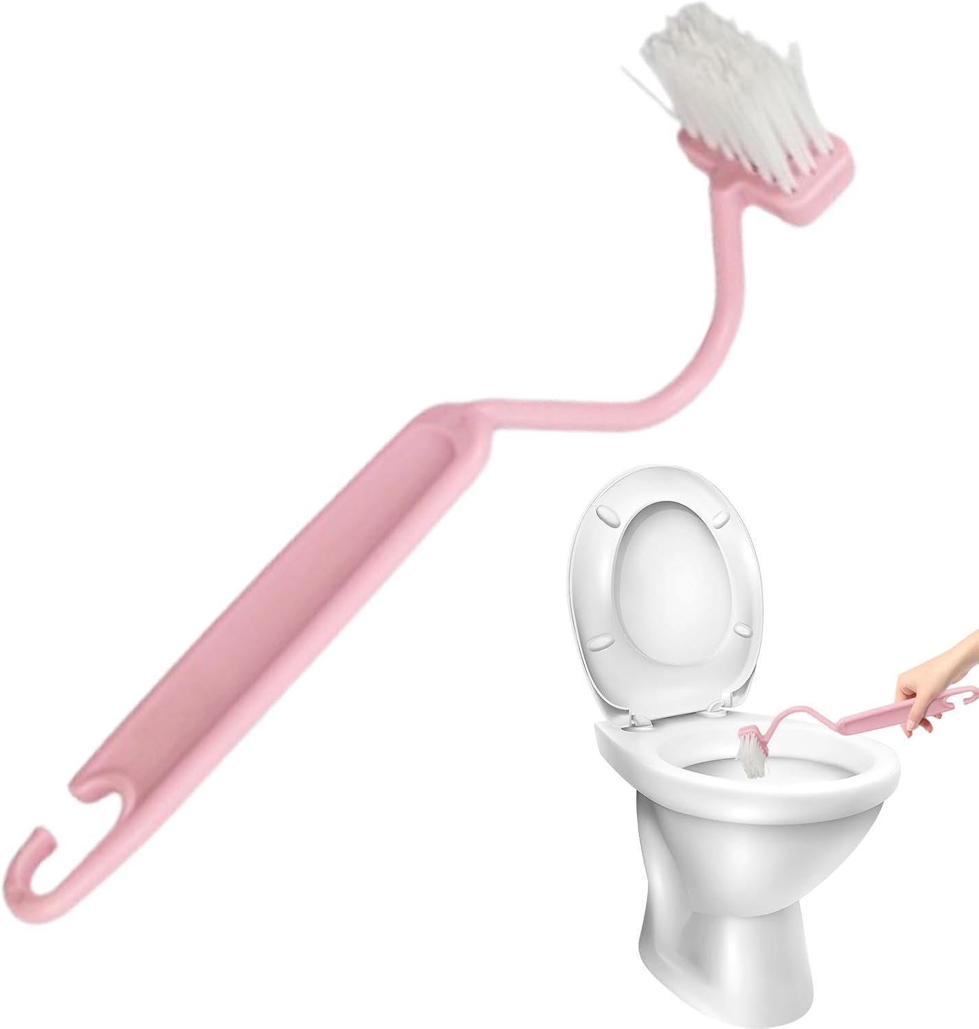Curved Toilet Brush - Under Rim Toilet Bowl Brush - Toilet Rim Brush | Soft Bristle Toilet Brush S-Shaped | Angled Toilet Corner Scrubber Soft Toilet Rim Cleaner Multi-Functional for Toilets Kitchens